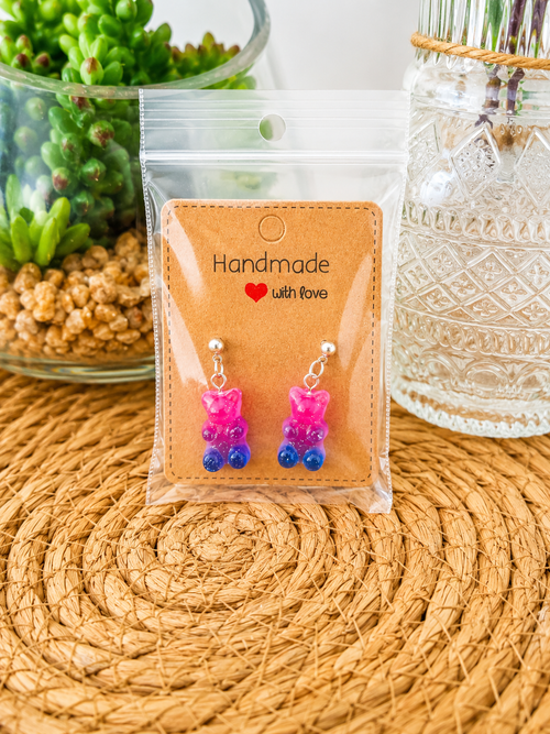 Boucles d'Oreille Petit Ours en Résine – 6 Coloris