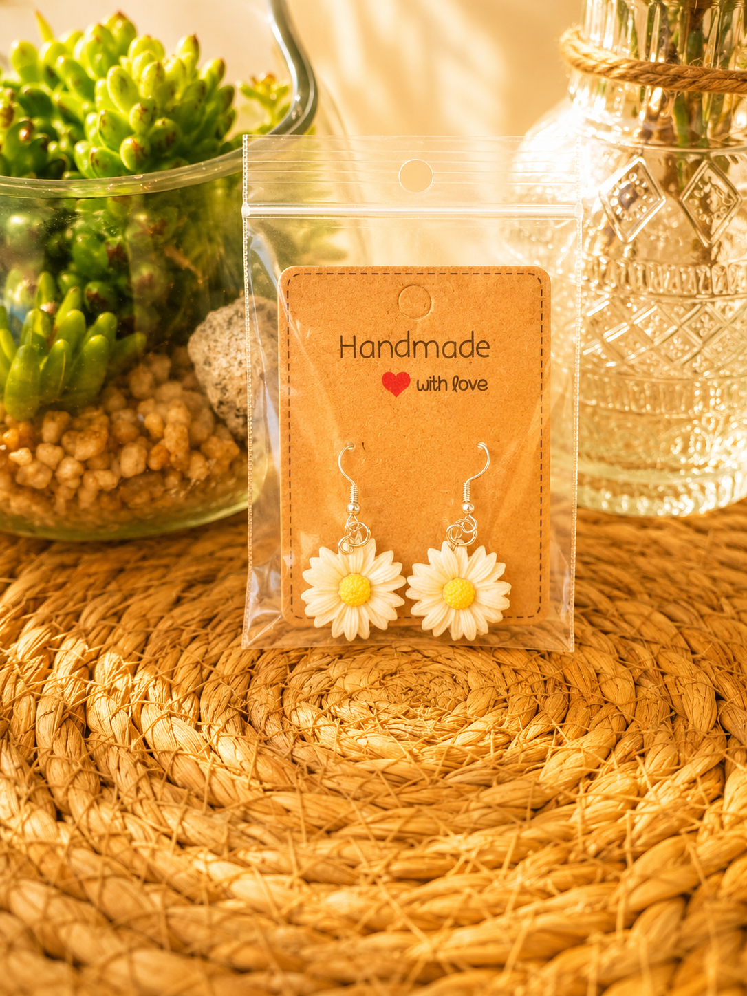 Boucles d'Oreille Marguerite en Résine