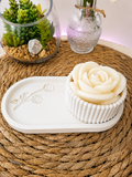 Vide-Poche Gravure Rose & Bougie Pot Cire de Soja