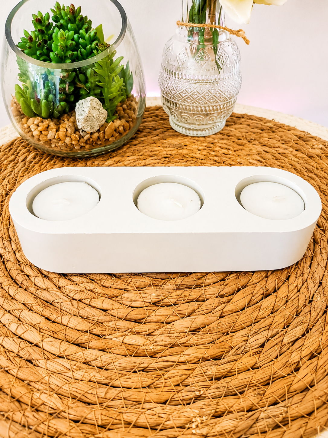 Support 3 Bougies Chauffe-Plat en Céramique