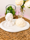 Plateau Céramique – Bougie Demi-Rond Rose Framboise Citron & Femme Décorative