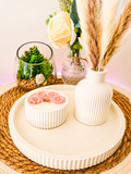 Plateau Céramique – Vase, Pot & Bougie Fleur de Coton