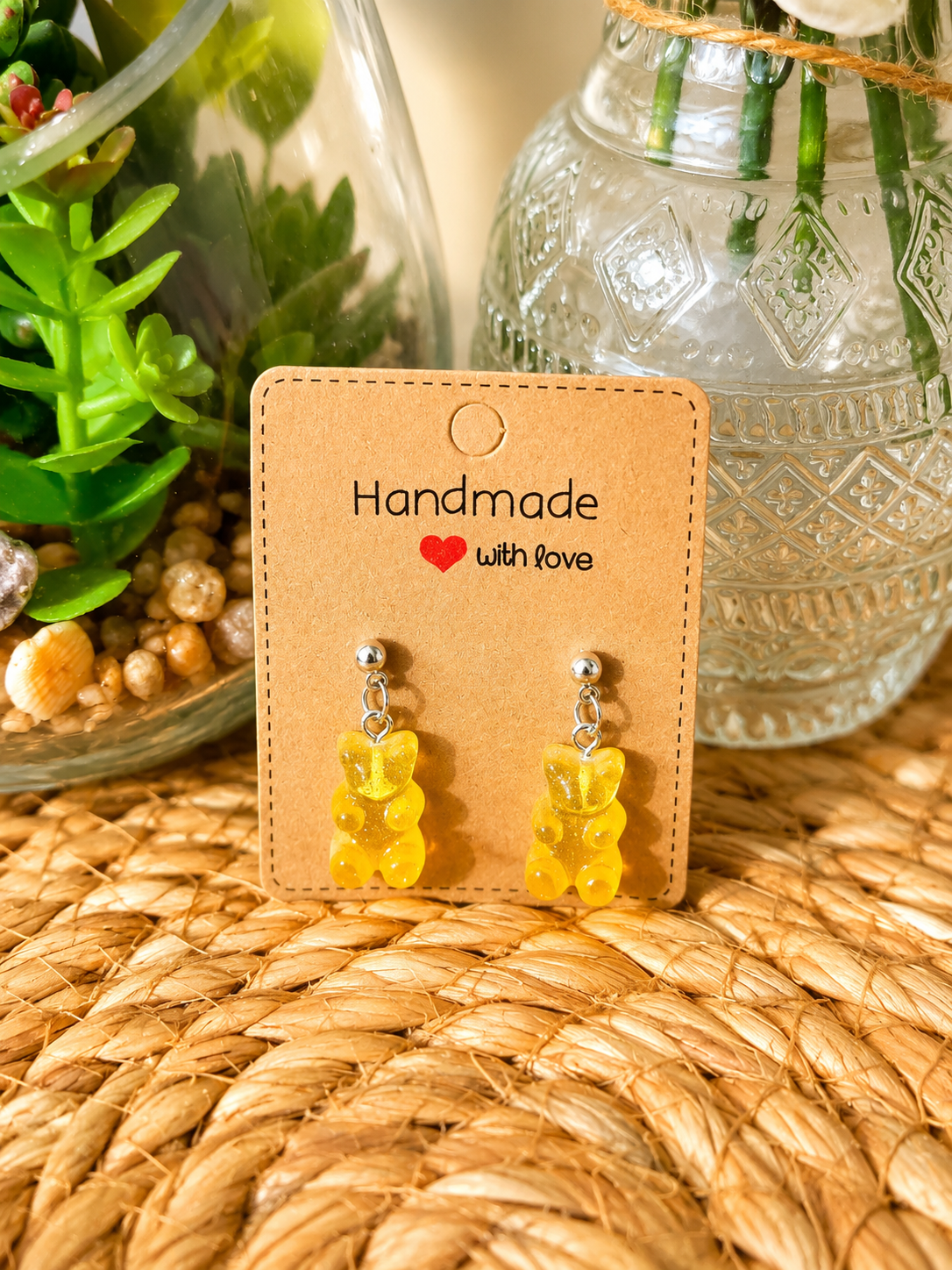 Boucles d'Oreille Petit Ours en Résine – 6 Coloris