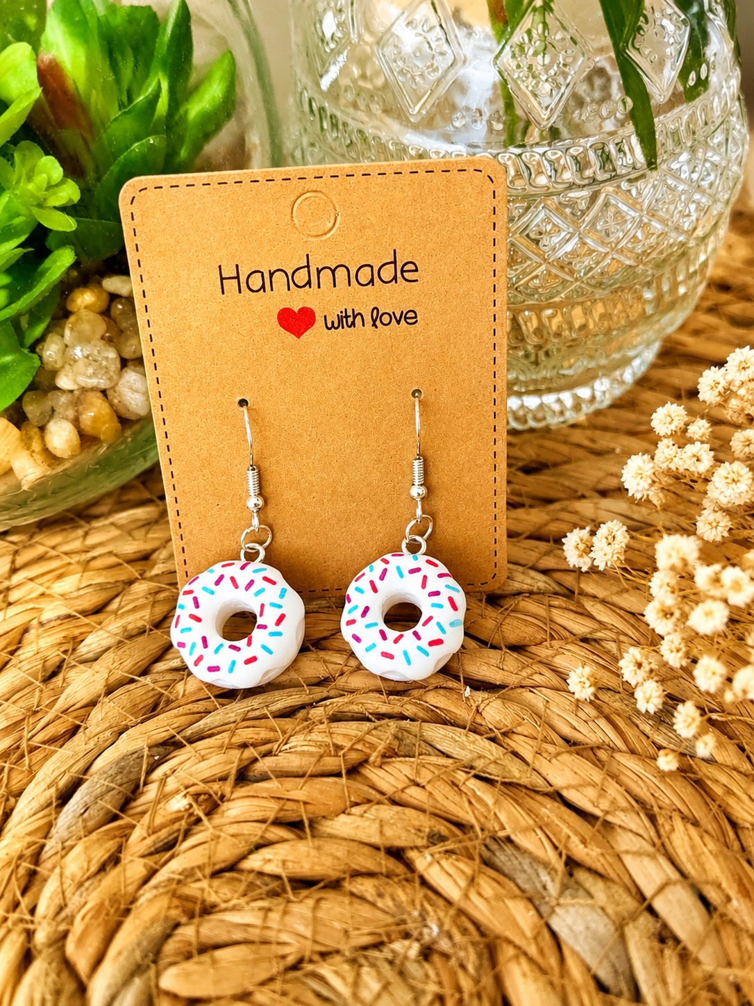 Boucles d'Oreille Donuts en Résine – 6 Couleurs
