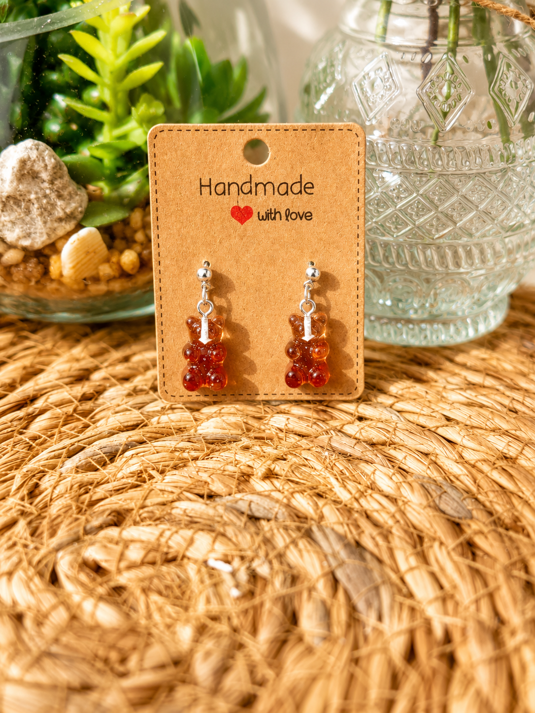 Boucles d'Oreille Petit Ours en Résine – 6 Coloris