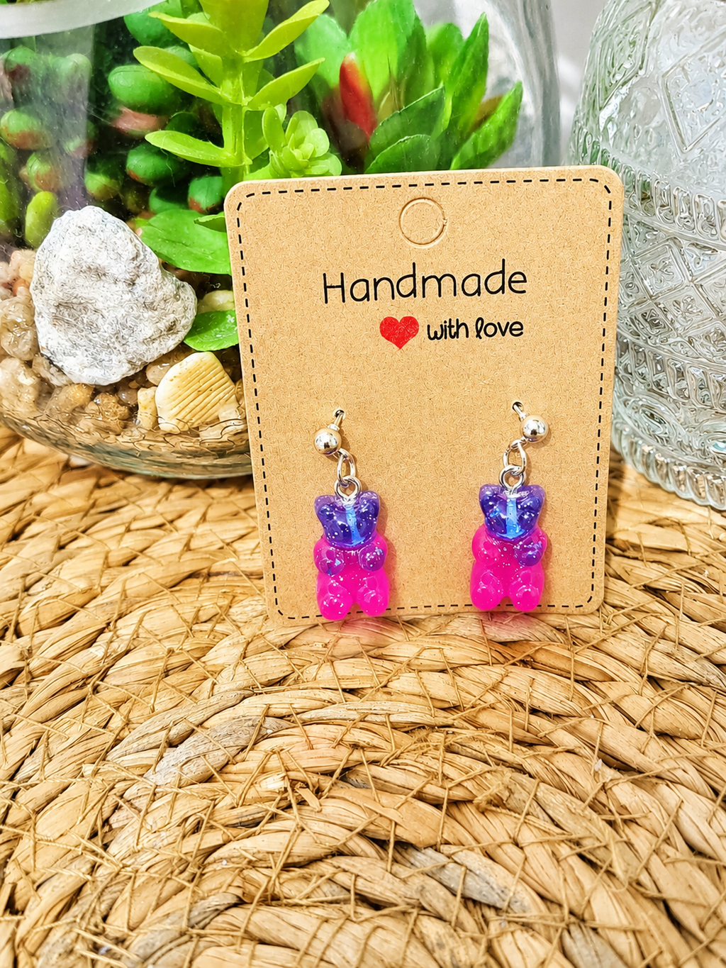 Boucles d'Oreille Petit Ours en Résine – 6 Coloris