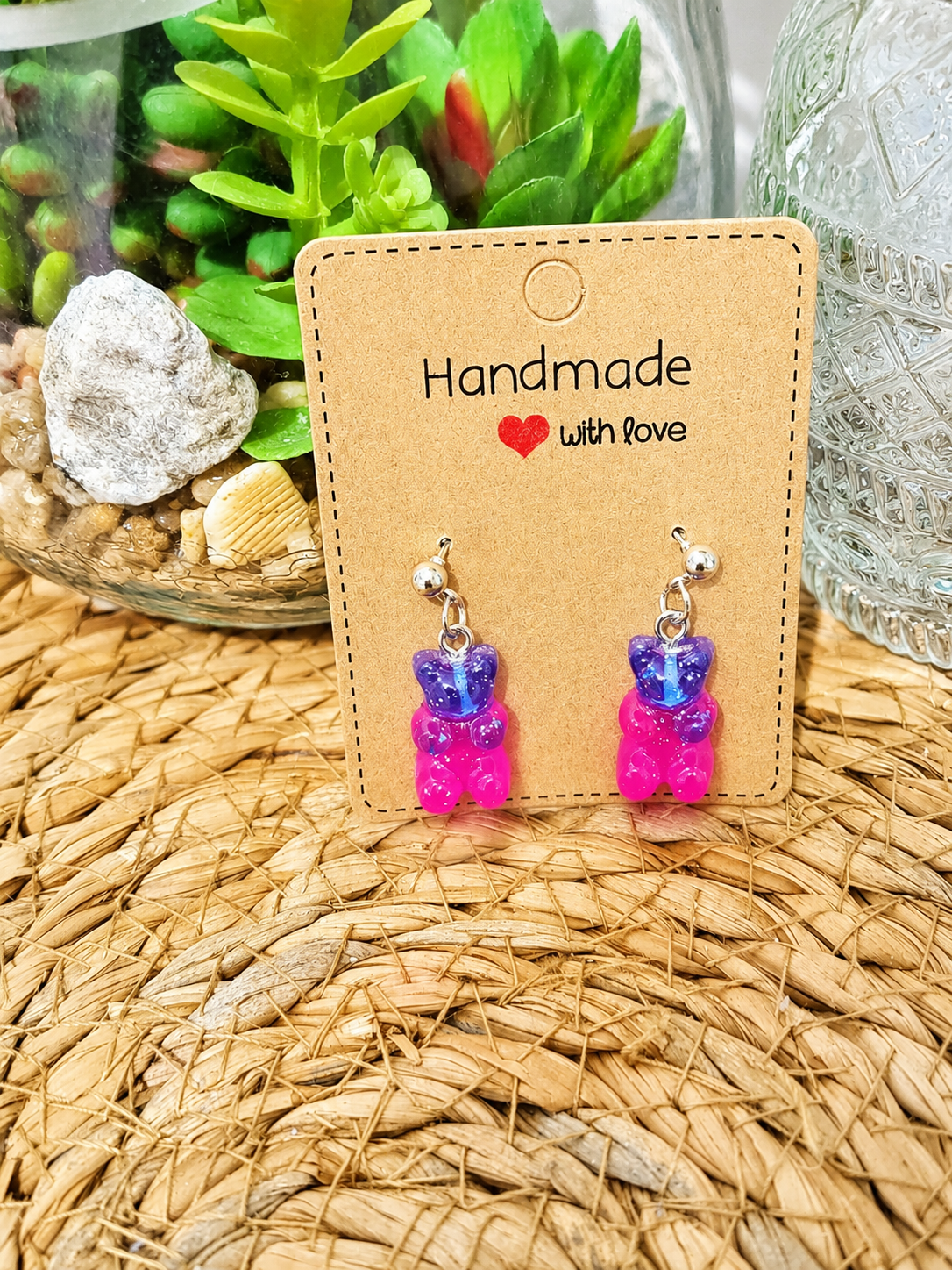 Boucles d'Oreille Petit Ours en Résine – 6 Coloris